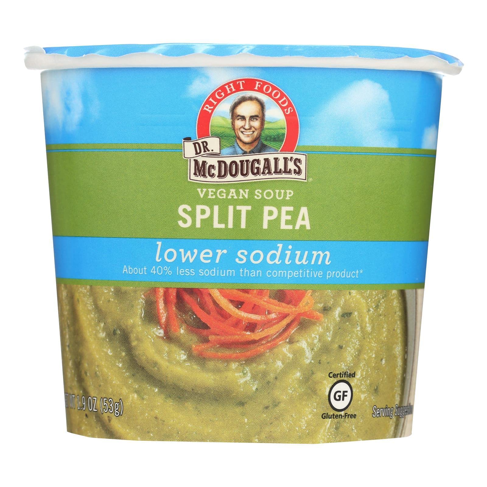 Product image of Dr. McDougall's Right Foods Vegan Split Pea Soup Lower Sodium 1.9 oz Cups 1.9 oz Pack of 6